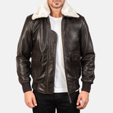 Nitor Brown Leather Bomber Jacket
